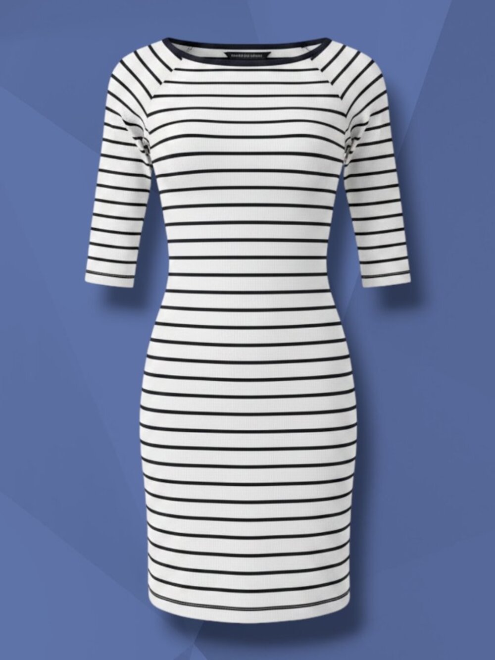 French Connection White & Blue Striped 3/4 Sleeve Mini Dress 0